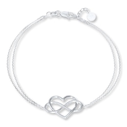 Infinity Heart Sterling Silver Bracelet 7&quot;