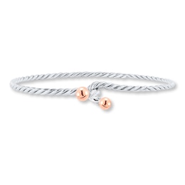 Bangle Bracelet Sterling Silver & 14K Rose Gold