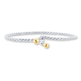 Bangle Bracelet Sterling Silver & 14K Yellow Gold