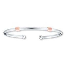 Bangle Bracelet Sterling Silver & 14K Rose Gold