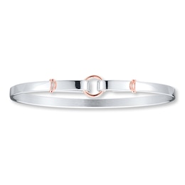 Bangle Bracelet Sterling Silver & 14K Rose Gold