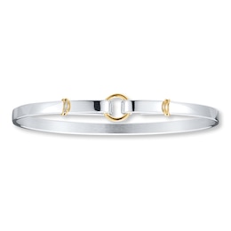 Bangle Bracelet Sterling Silver & 14K Yellow Gold