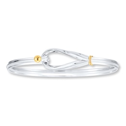 Bangle Bracelet Sterling Silver & 14K Yellow Gold