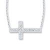 Thumbnail Image 0 of Crystal Cross Necklace Diamond Accents Sterling Silver