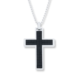 Men's Cross Necklace Stainless Steel 22&quot;