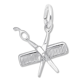 Comb & Scissors Charm Sterling Silver