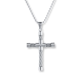 Men's Cross Necklace Stainless Steel 22&quot;
