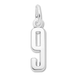 Number 9 Charm Sterling Silver