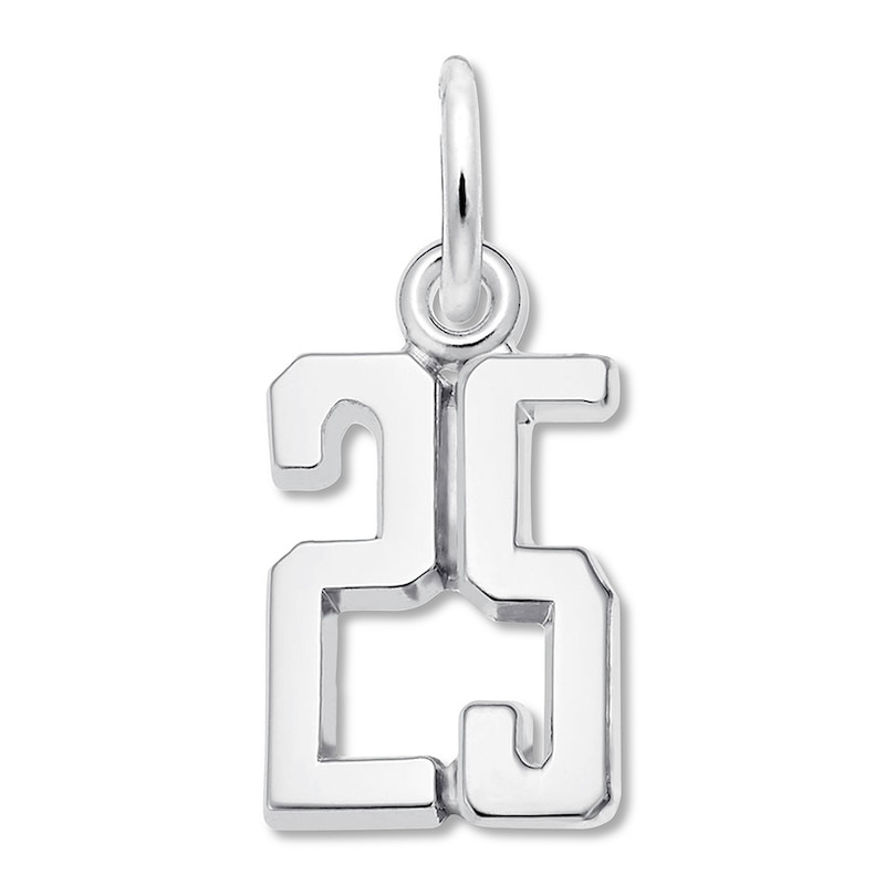 Main Image 1 of Number 25 Charm Sterling Silver