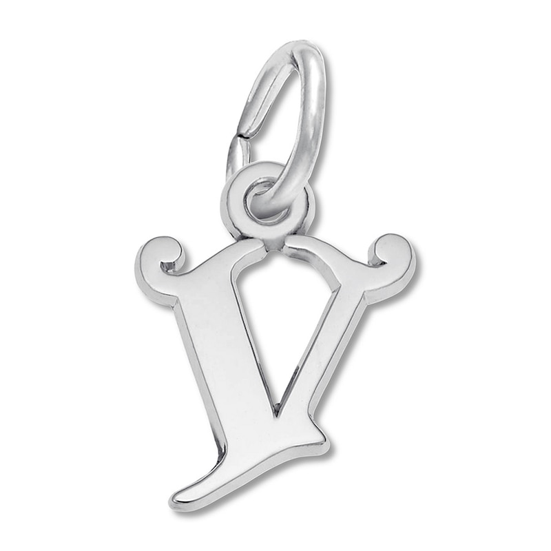 Main Image 1 of Letter V Charm Sterling Silver