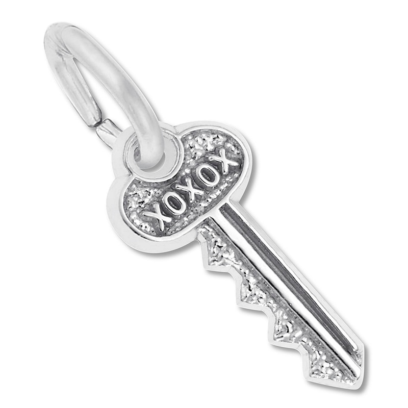 Main Image 2 of Heart & Key Charm Sterling Silver