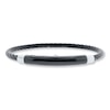 Thumbnail Image 1 of Men's Bracelet Stainless Steel Black Leather 8&quot;