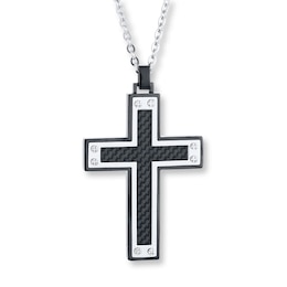 Men's Cross Necklace Stainless Steel 22&quot;