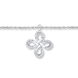 Infinity Knot Anklet 1/10 ct tw Diamonds Sterling Silver 9&quot;