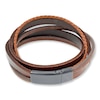 Thumbnail Image 2 of Men's Bracelet Stainless Steel Brown Leather