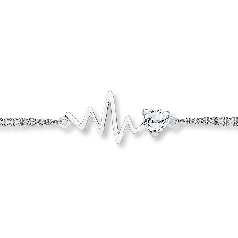 Main Image 1 of Heartbeat Bracelet Lab-Created Sapphire Sterling Silver