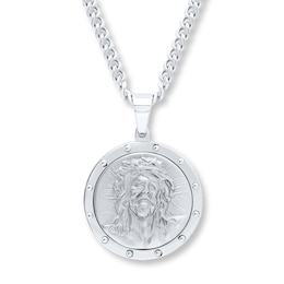 Men's Necklace Jesus Medallion Stainless Steel