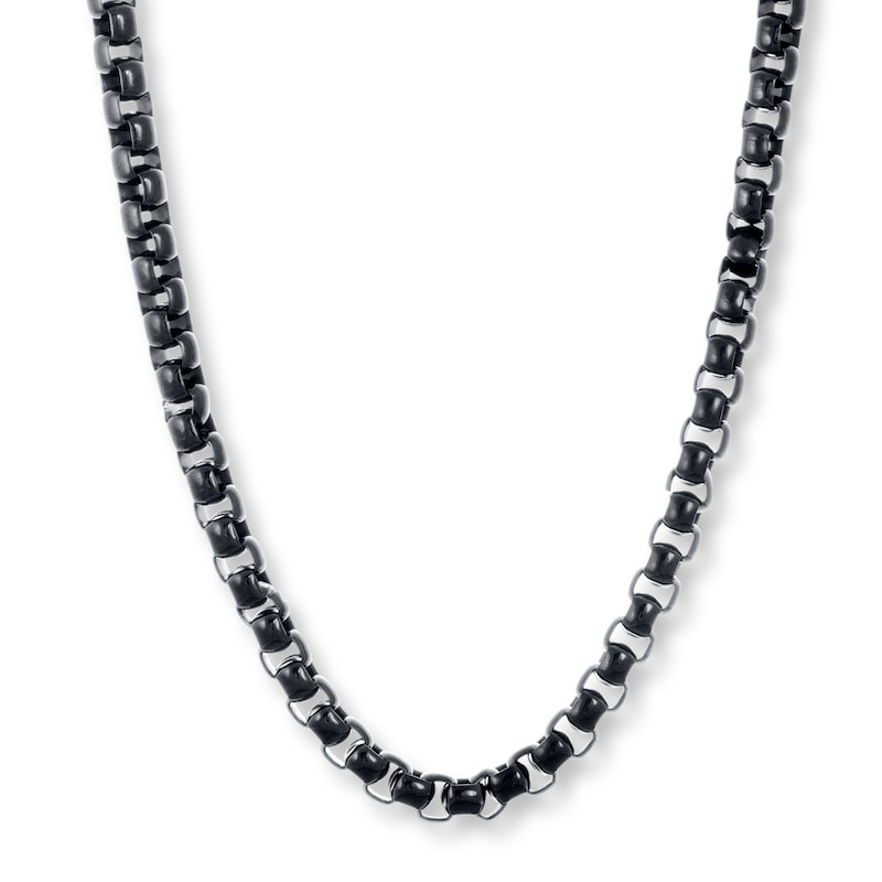 Solid Wheat Chain Necklace 3mm Black Ion-Plated Stainless Steel 20