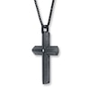 Thumbnail Image 1 of Men's Cross Necklace Diamond Accent Stainless Steel