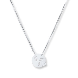 Young Teen Kiss Face Emoji Necklace Sterling Silver