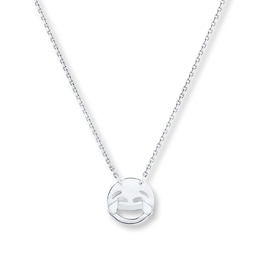 Young Teen Laughing Emoji Necklace Sterling Silver