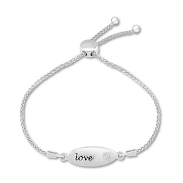 Love Bolo Bracelet 1/20 Carat Diamond Sterling Silver