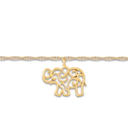 Elephant Anklet 10K Yellow Gold 9&quot;