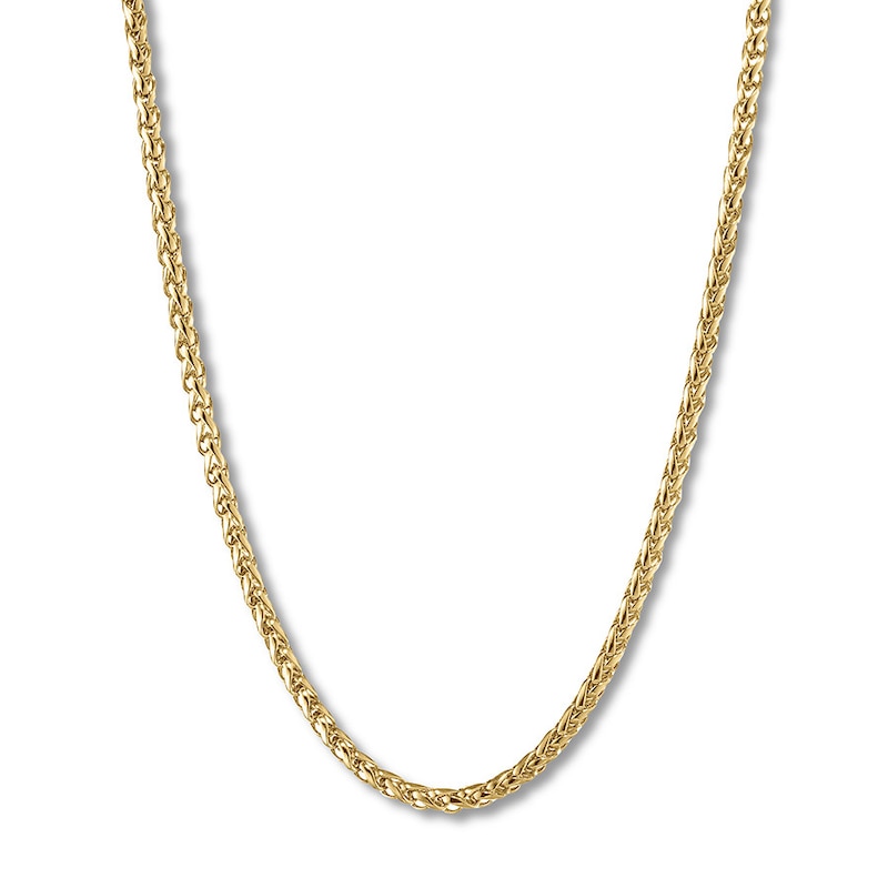 Solid Wheat Chain Necklace Yellow Ion-Plated Stainless Steel 30"