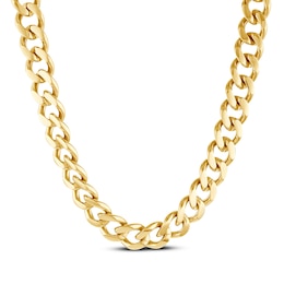 Solid Curb Chain Necklace 11mm Yellow Ion-Plated Stainless Steel 20&quot;