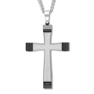 Reversible Stainless Steel Cross Necklace with Walnut Wood by STEEL REVOLT™