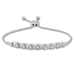 Diamond Bolo Bracelet Sterling Silver 9.5&quot;