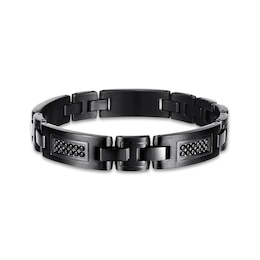 Men's Natural Black Sapphire Bracelet Stainless Steel 9&quot;