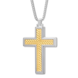 Cross Necklace Yellow Ion-Plated Stainless Steel 24&quot;