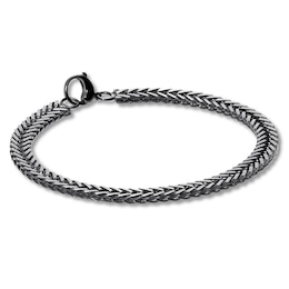 Wheat Chain Solid Stainless Steel Bracelet Black Ion Plating 8.5&quot;