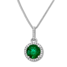 Lab-Created Emerald Necklace Sterling Silver
