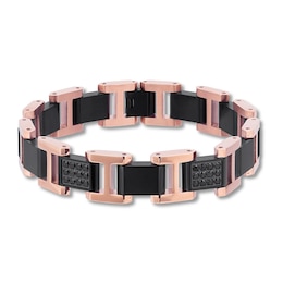 Men's Black Sapphire Bracelet Stainless Steel/Ion-Plating 8.5&quot;