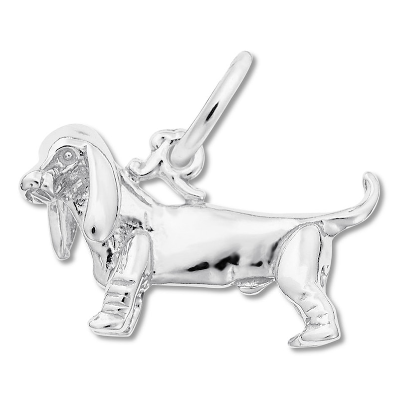 Main Image 1 of Basset Hound Charm Sterling Silver