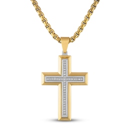 Men's Diamond Cross Necklace 1/5 ct tw Stainless Steel 22&quot;