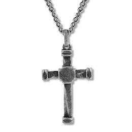 Men's Cross Necklace Stainless Steel 24&quot;