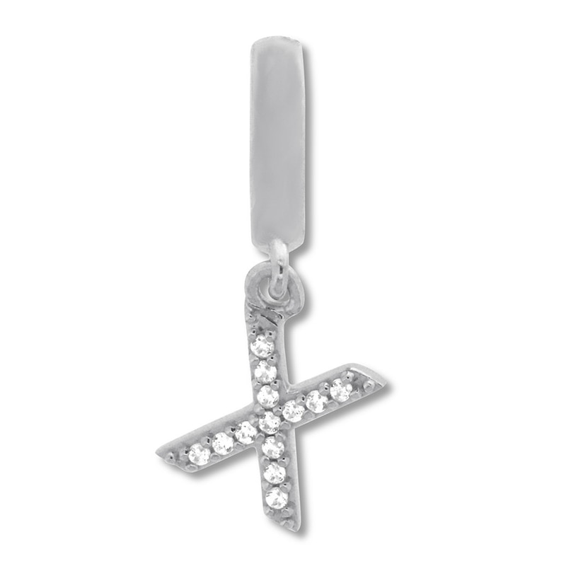 Main Image 1 of True Definition Letter X Initial Charm 1/20 ct tw Diamonds Sterling Silver