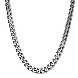 Solid Curb Chain Necklace Stainless Steel & Gray Ion-Plating 22&quot;