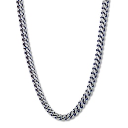 Solid Foxtail Chain Necklace 5mm Stainless Steel & Blue Ion-Plating 30&quot;