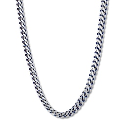 Solid Foxtail Chain Necklace 5mm Stainless Steel & Blue Ion-Plating 18&quot;