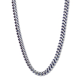 Solid Foxtail Chain Necklace 5mm Stainless Steel & Blue Ion-Plating 24&quot;