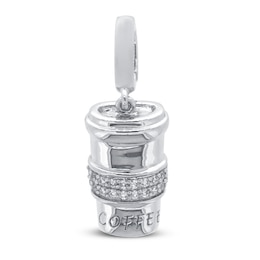 True Definition Coffee Cup Charm 1/10 ct tw Diamonds Sterling Silver