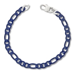 Solid Figaro Bracelet Blue Acrylic & Stainless Steel 8.5&quot;