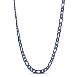Solid Figaro Necklace Blue Ion Plating Stainless Steel 24&quot;