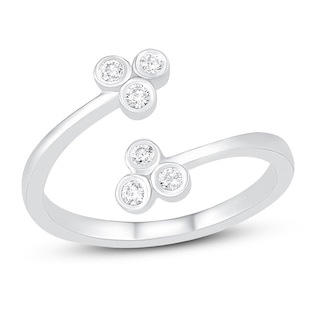 Diamond Accent Flower Toe Ring Sterling Silver