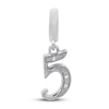 Thumbnail Image 1 of True Definition Number 5 Charm with Diamonds Sterling Silver