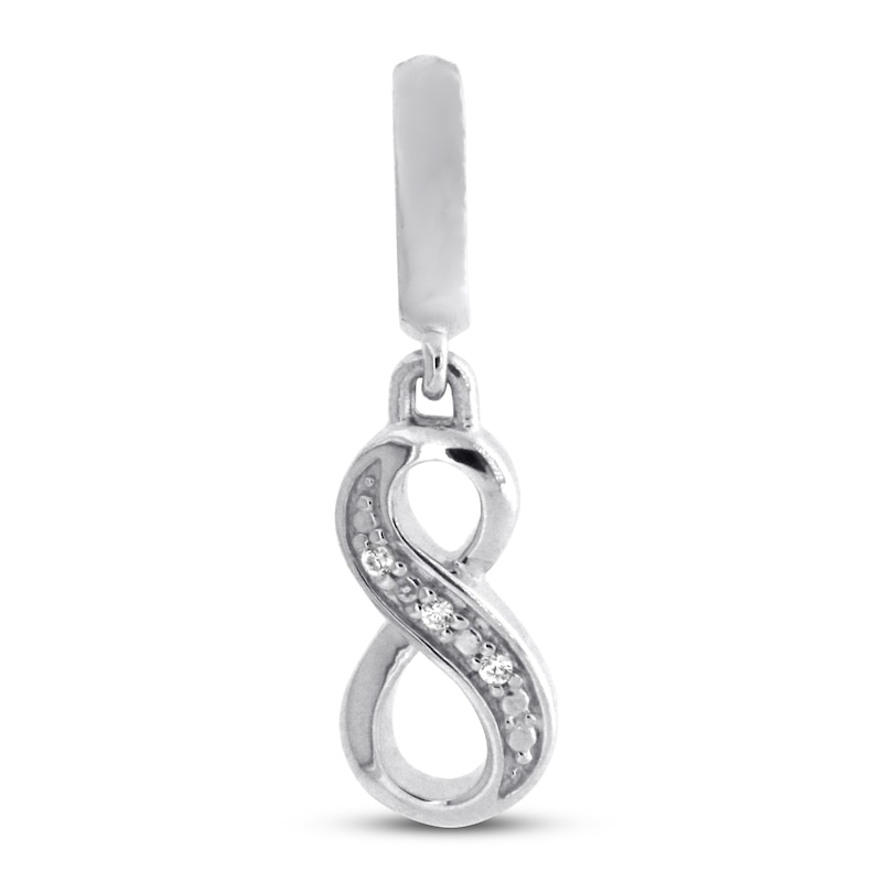 Main Image 1 of True Definition Number 8 Charm with Diamonds Sterling Silver